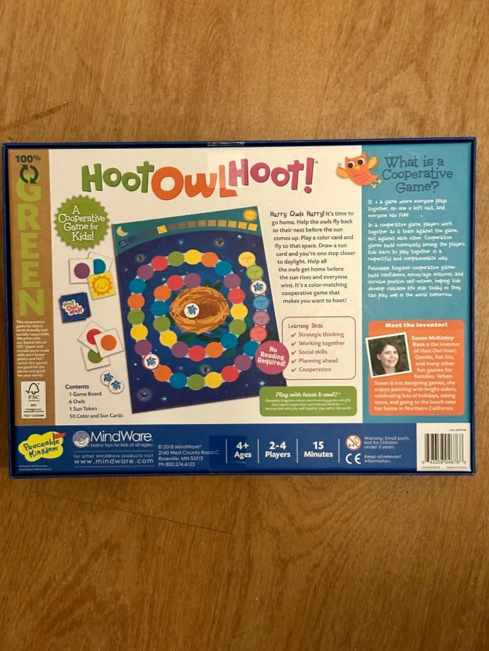 NEW Peaceable Kingdom Hoot Owl Hoot Cooperative Preschool Board Game
